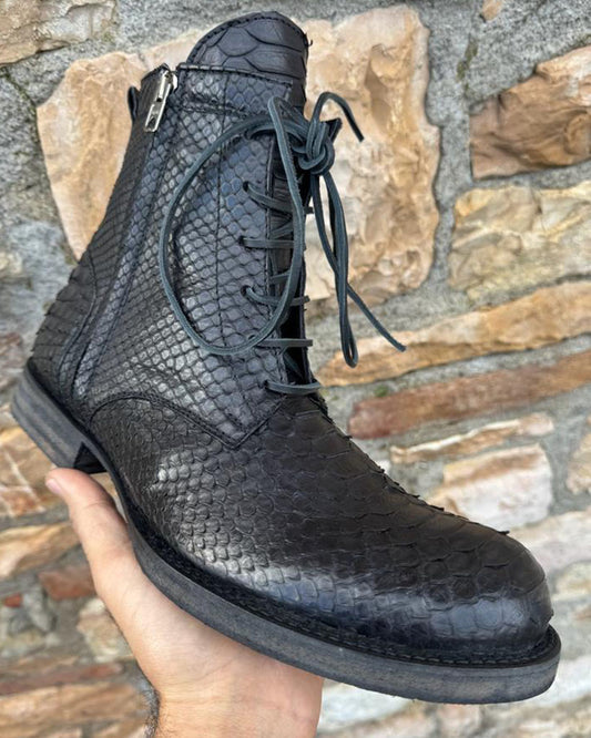 Lucaroni lace boots python leather black
